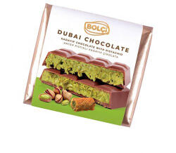 Bolci Dubai táblás tejcsokoládé pisztáciás töltelékkel - 100 g - koffeinzona