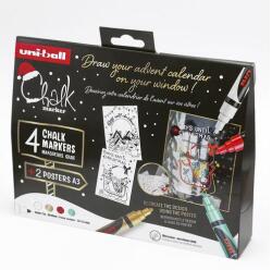 uni Folyékony kréta UNI PWE-5M Karácsonyi kiadás Tradicionális színek 4 darabos (2UPWE5M4DBTRAD3) - robbitairodaszer