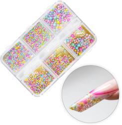  Körömdíszítő színes gyöngyök tavaszi 6 szín dobozban - mix