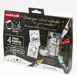 uni Folyékony kréta UNI PWE-5M Karácsonyi kiadás Tradicionális színek 4 darabos (15.19264)