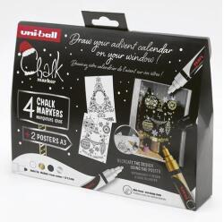 uni Folyékony kréta UNI PWE-5M Karácsonyi kiadás Elegáns színek 4 darabos (2UPWE5M4DBELEGANS4) - fotoland