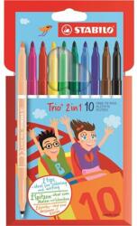 STABILO Filctoll készlet, 0, 5-2 mm, kétvégű, STABILO Trio 2 in 1, 10 különböző szín (TST22210)