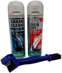  Set Întreținere Lanț Moto - Perie, Degresant Motorex, Lubrifiant Chainlube Off Road