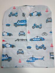  Szürke alapon rendőrös zsebes ovis vállfa zsák - 40x50 cm