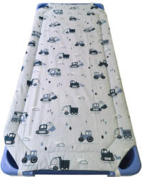  Töltött gumifüles ovis lepedő - derékalj - 55x130 cm / kékes szürke munkagép