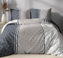  Flanel 3 részes ágynemű huzat szett - 140x200 cm / bézs - grafit szürke geometriai mintás