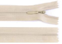 Fashion Műanyag fogú rögzített (nem bontható) rejtett spirálcipzár, 3mm, 30cm hosszú, 270276, krém