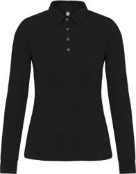 Kariban Női galléros hosszú ujjú jersey póló, Kariban KA265, Black-M (ka265bl-m)