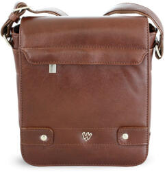 ARWEL Malý hnedý pánsky kožený crossbag s poklopom