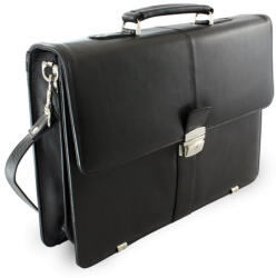 ARWEL Fekete bőr aktatáska notebook rekesszel | fekete