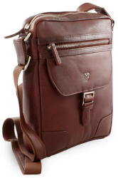 ARWEL Hnedý pánsky kožený zipsový crossbag