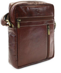 ARWEL Červenohnedý pánsky kožený zipsový crossbag