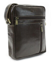 ARWEL Kávovo hnedý pánsky kožený zipsový crossbag