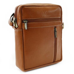 ARWEL Svetlo hnedý pánsky kožený zipsový crossbag