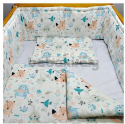 Babakirály Gyermek ágynemű szett Bébi méret, Erdei állatok, türkiz 75 * 100 cm (3 db/sz) (gyakeat3)