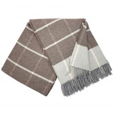 Interblanket Кашмирено Одеяло - Кариран Десен - Кафяво И Светлосиво С Ресни - 140x200 См