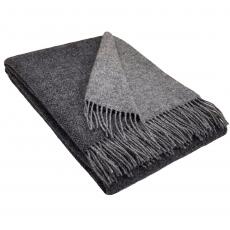 Interblanket 100% Вълнено Двулицево Одеяло - Тъмносиво & Светлосиво С Ресни (150 x 200 См)