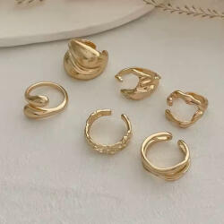  6db-os divatgyűrű szett - arany színben