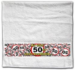 Neves Ajándék Törölköző 90 cm x 48 cm - Az élet 50 év után kezdődik (TCS006)