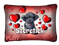 Neves Ajándék Párna - Szerelmes Ajándék - Fekete kutyus (PL077)
