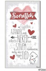 Neves Ajándék Szeretlek Fa Dekor Hűtőmágnes Tábla 7, 5x14cm S (HFD044)
