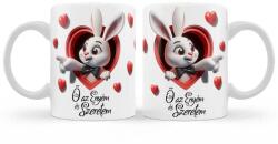 Nevesajándék Bögre 3dl - Ő az enyém és szeretem fiú nyuszi - Valentin Nap (B1300)