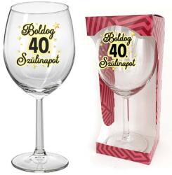 Neves Ajándék Borospohár - Boldog 40. Szülinapot - Ajándék 40. Szülinapra (BOP005)