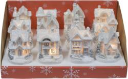 Fehér-ezüst világítós házikó kicsi 12db - OKOS ÁR!