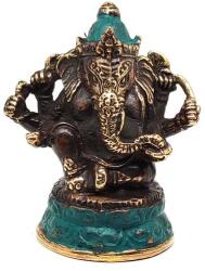 R. M. ékszer Réz figura Ganesha óarany zöld 9x7cm (017934)