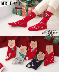 Női Pamut Normál szárú Zokni 5 Pár - Karácsonyi Mintás (WP2281)