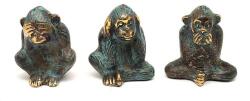 R. M. ékszer Réz figura Három bölcs majom arany kék 4x3, 5cm (017828)