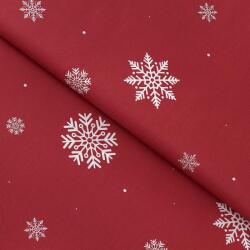 Goldea pamutvászon - hópelyhek piros alapon 160 cm