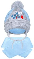 NEW BABY Téli gyermek sapka sállal New Baby kutyus világos kék - babyonline