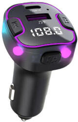 C49 Bluetooth kihangosító 5.3+EDR RGB - FM/Transmitter - 12/24V (AL-53036)