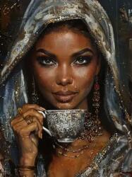 NORIMPEX - Puzzle Tablou Diamant: Femeie cu o ceașcă de cafea 30x40cm - 1 - 39 piese