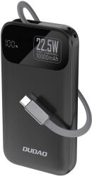 Dudao K31 10000 mAh 22.5W PD Powerbank beépített kábellel - Fekete