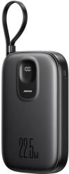 JOYROOM JR-PBF17 22.5W 10000mAh Powerbank beépített USB-C kábellel + 0.25cm USB-C kábel - Fekete - bluedigital