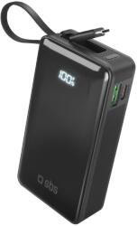 SBS Powerbank SBS 10000 mAh 20W beépített USB-C kábellel és digitális kijelzővel - fekete színben
