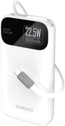 Dudao K31 10000 mAh 22.5W PD Powerbank beépített kábellel - Fehér színű