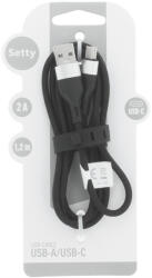 Setty KNA-C-1.221 USB-A - Type-C kábel 2A 1.2m - fekete