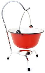 Perfect Home Set pentru servire ceaun, emailat, rosu, 0.8 L, suport cromat (489057) - artool Ceaun