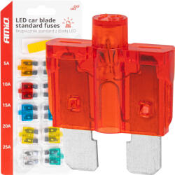 AMIO Set 10 buc Sigurante Auto Standard Tip Lama cu Indicator LED (04341) - ingcomag
