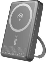 Dudao K28 10000mAh PD 22.5W MagSafe Powerbank fém tokkal és gyűrűs állvánnyal - szürke - bluedigital