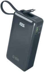 SBS Powerbank SBS 10000 mAh 20W beépített USB-C kábellel és digitális kijelzővel - sötétszürke színben