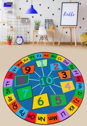 Chilai Home Covor de Copii Rotund Cifrele - Literele, Multicolor, 100x100 cm (876CHL1692) Covor