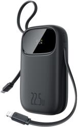 Baseus EnerFill FC31 10000mAh 22.5W Powerbank digitális kijelzővel és 2 beépített kábellel (USB-C + Lightning) - Fekete