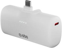 SBS EcoPower 5000 mAh 10W Powerbank beépített USB-C porttal - Fehér színű