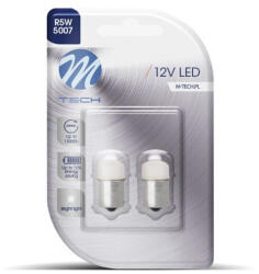 m-tech Set 2 bucati bec cireasa LED, BA15s, 5mm, R5W, R10W, 12V, Alb (LB033W)