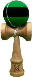 Flippy Kendama X Originala, Profesionala, Flippy, 18 cm, din Lemn, Rubber Grip, Negru Verde (teo-162901)