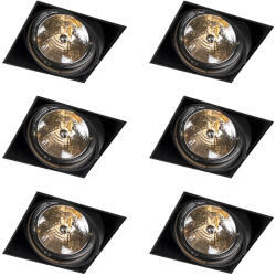 QAZQA 6 darabos süllyesztett spotlámpa készlet fekete AR111 dönthető és forgatható keret nélküli - Oneon (109864)